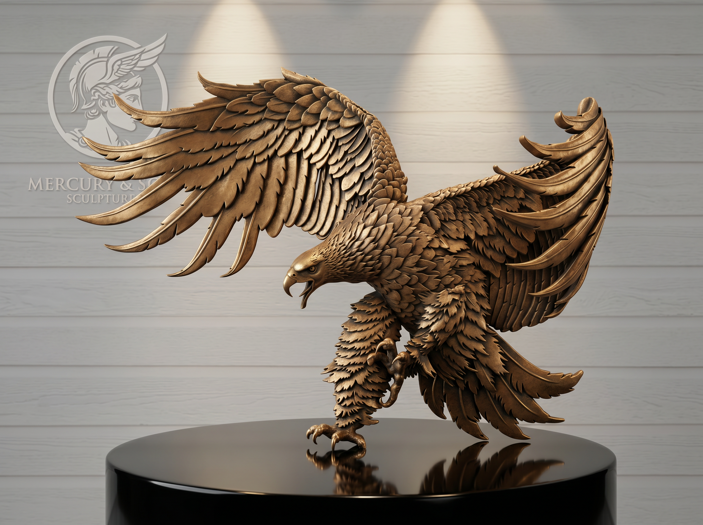 Sculpture stylisée en bronze poli sur socle de marbre, inspiration de sculpture animalière sur mesure par Sculpture.ma by Jojma au Maroc