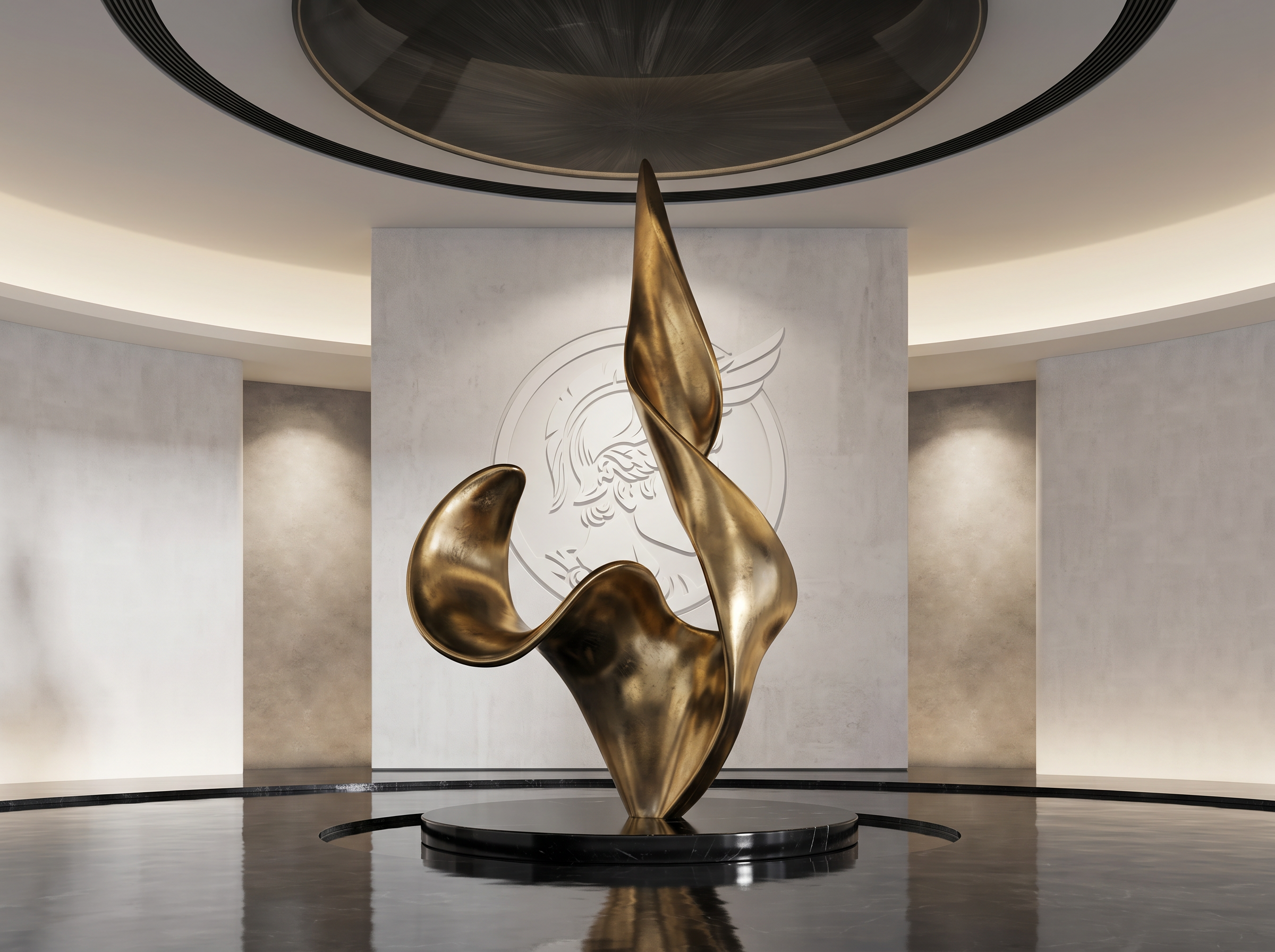 Sculpture stylisée en bronze poli sur socle de marbre, inspiration de sculpture animalière sur mesure par Sculpture.ma by Jojma au Maroc
