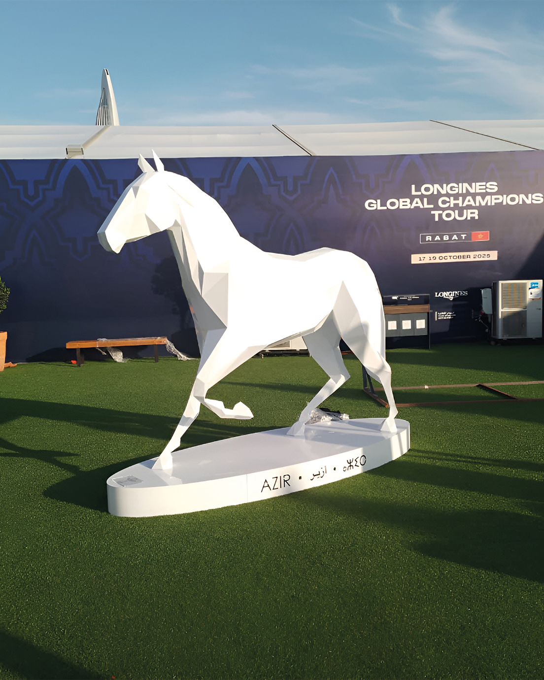 Custom origami sculpture created through artistic fabrication