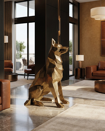 Sculpture animalière dorée pour villa privée