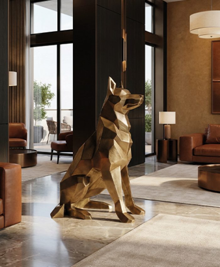 Sculpture animalière dorée pour villa privée